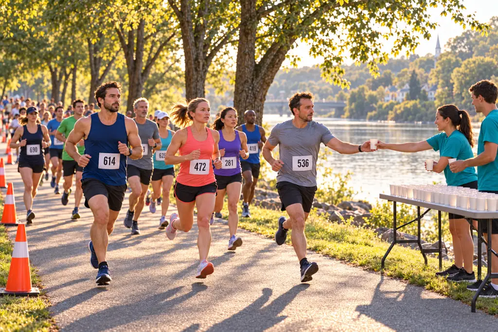 10K runners on the riverside path during the Hometown Half